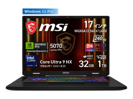 MSI ゲーミングノート Crosshair 17 HX AI D2XW Crosshair-17-HX-AI-D2XWGKG-6759JP