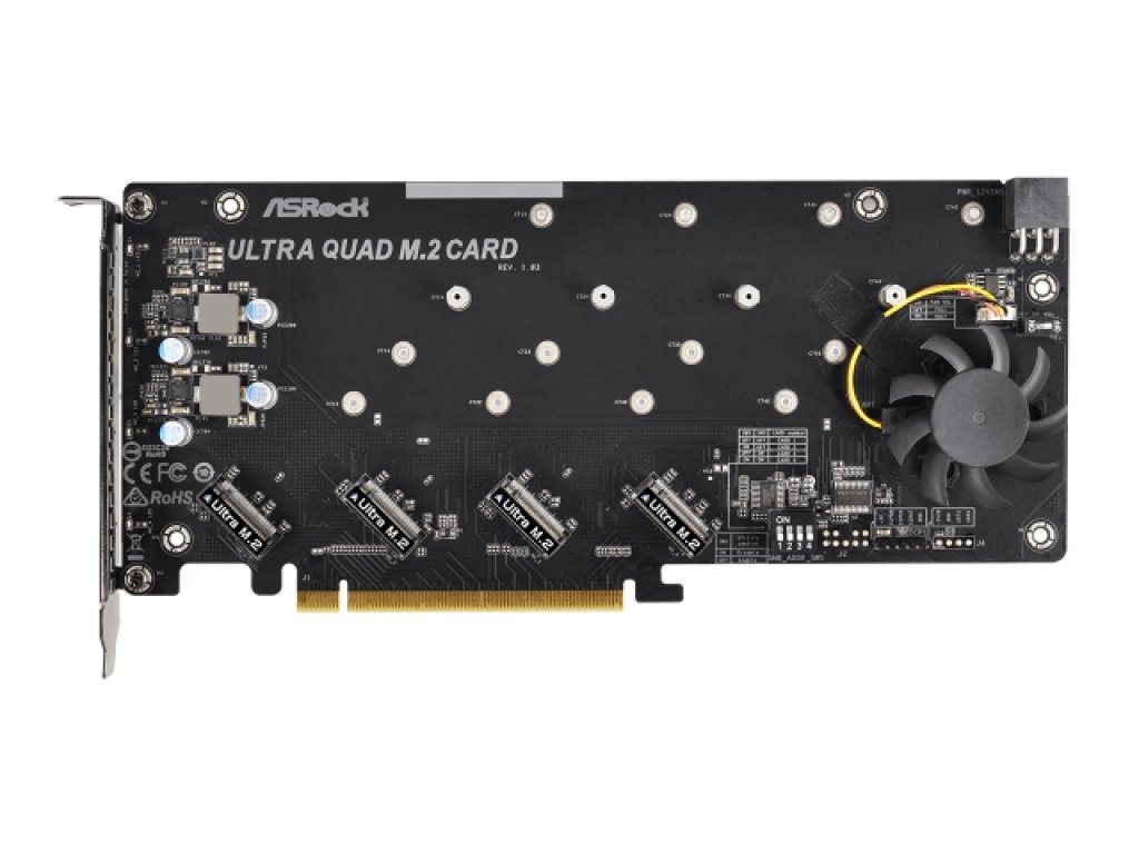 ASRock Ultra Quad M.2 Card 最大4台のPCIE 3.0 M.2 SSDをサポートする