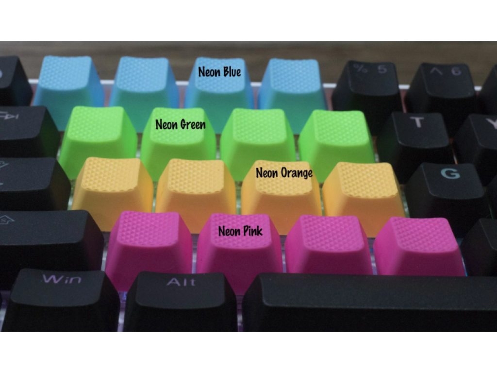 Tai-Hao Tai-Hao Blank Rubber Gaming Keycaps-4 Keys (1u) Neon Blue