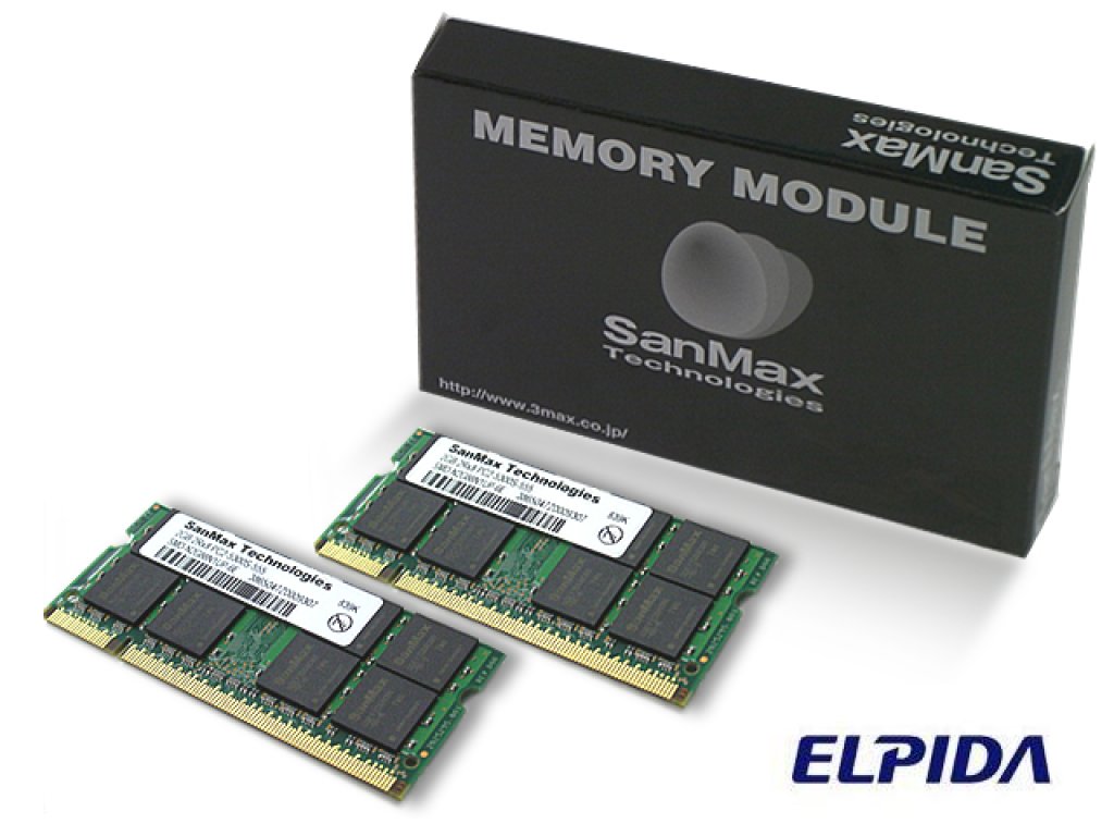 SanMax SanMax DDR2-800 S.O.DIMM 2GB*2枚 CL6 ELPIDA/JEDEC 『4GB