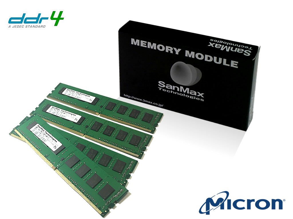 SanMax DDR4 8192MB 3200MHz メモリー 3枚セット SKhynix Dダイ採用、サンマックスからDDR4 3200MHzネイティブDRAM搭載