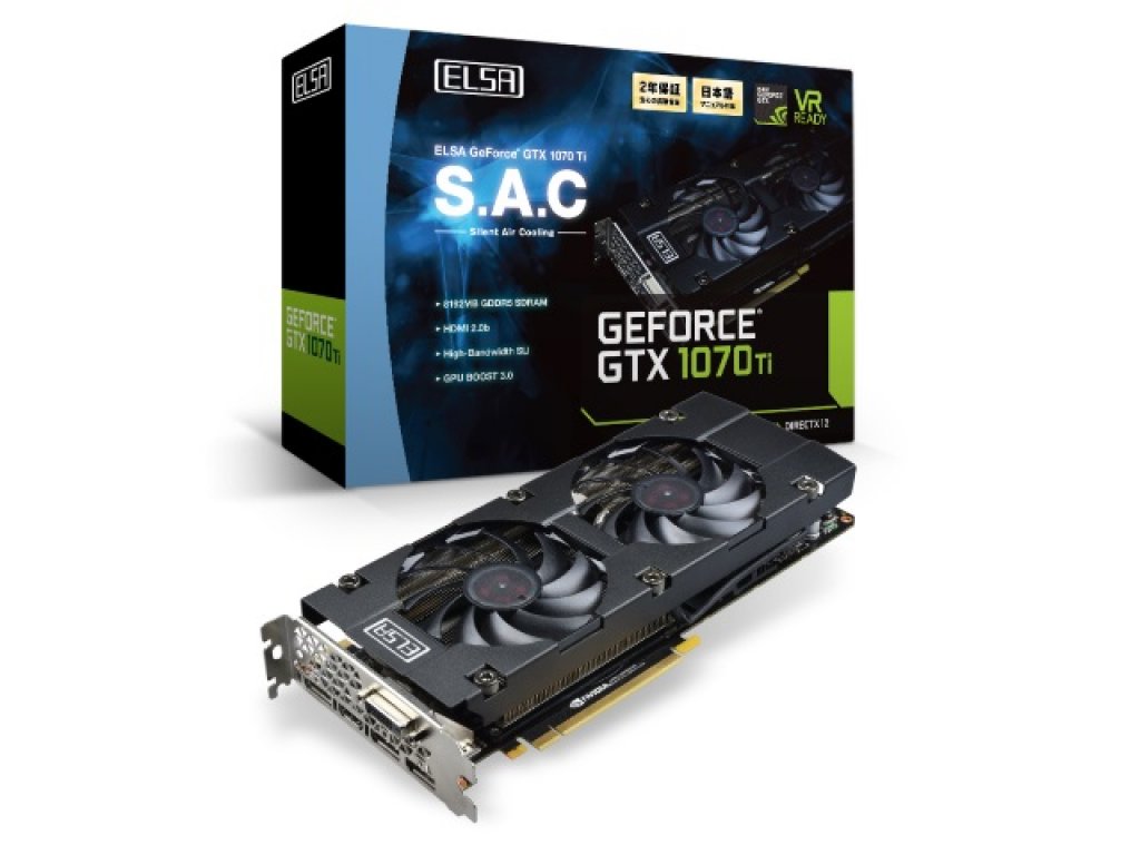 ELSA、S.A.Cファン搭載静音冷却ユニット採用GEFORCE GTX1070 Ti