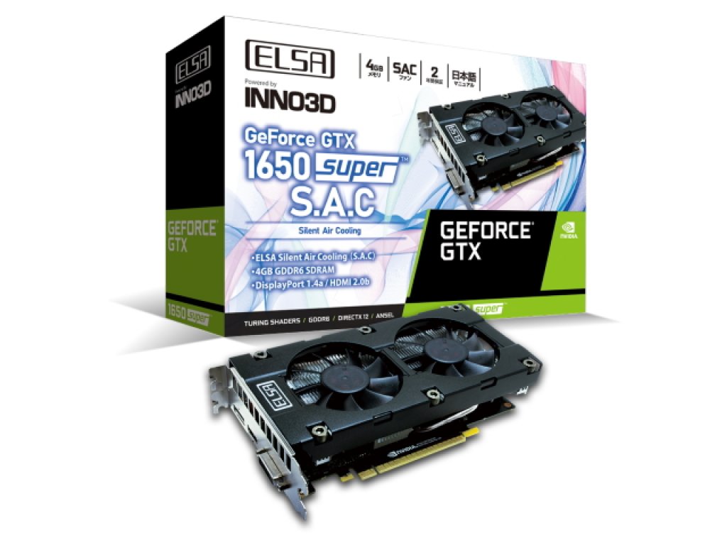 ELSA、オリジナル2連S.A.C静音ファン搭載のGeForce GTX 1650 SUPER搭載