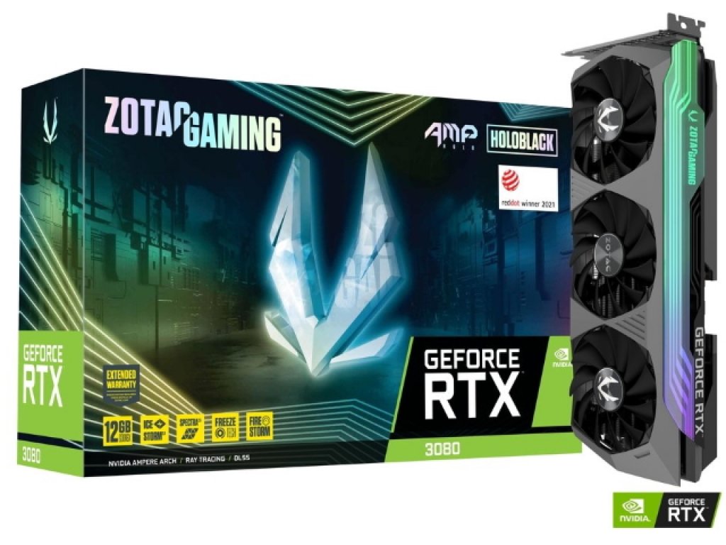 ホログラフィック仕上げのRTX 3080 LHR 12GBメモリー版「ZOTAC