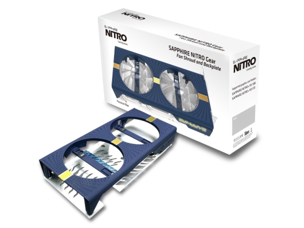 SAPPHIRE NITRO GEAR COOLER SHROUD & BACKPLATE (AZURE BLUE) LITE