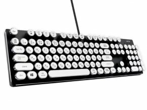 HKW HKW タイプライター風メカニカルキーボード 青軸 104キー USB有線  