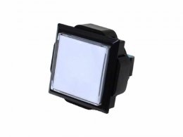照光式押しボタン薄型60φ正方形 ホワイト(旧型ランプホルダー)(LEDランプ青5V)