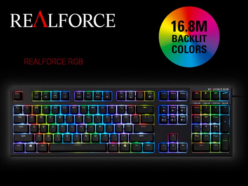 遂にREALFORCEにフルカラーLEDバックライトが搭載。ゲーマー向け