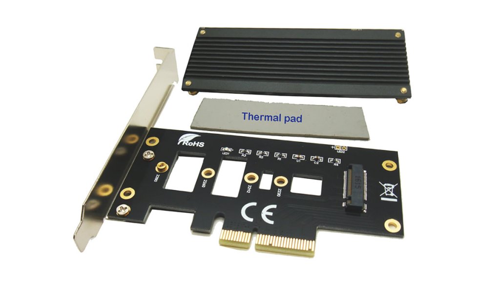 新カラーで排熱を強化したM.2 SSD PCI-E接続変換ヒートシンク付き