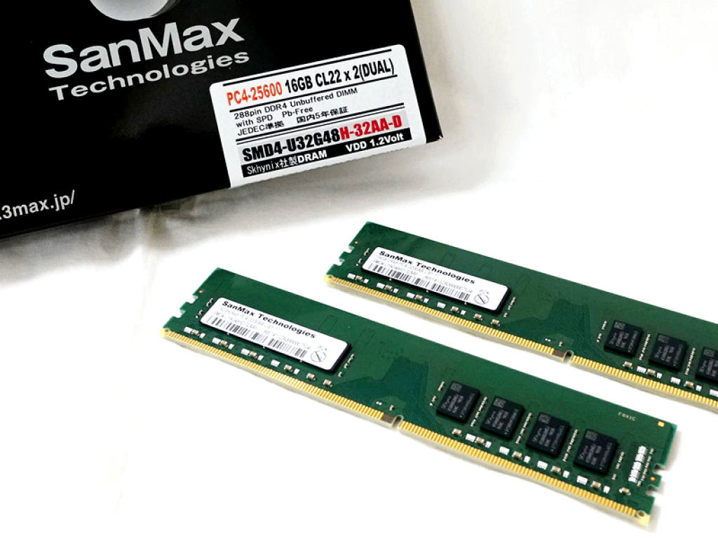 SanMax 32GB DDR4 2枚組 計64GB SanMax 32GB DDR4 2枚組 計64GB SanMax DDR4 32GB(16GBx2枚) DDR4-3200