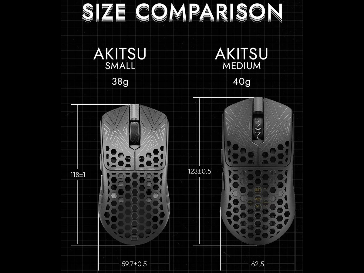カーボン素材を採用した超軽量40gのゲーミングマウス「AKITSU MEDIUM