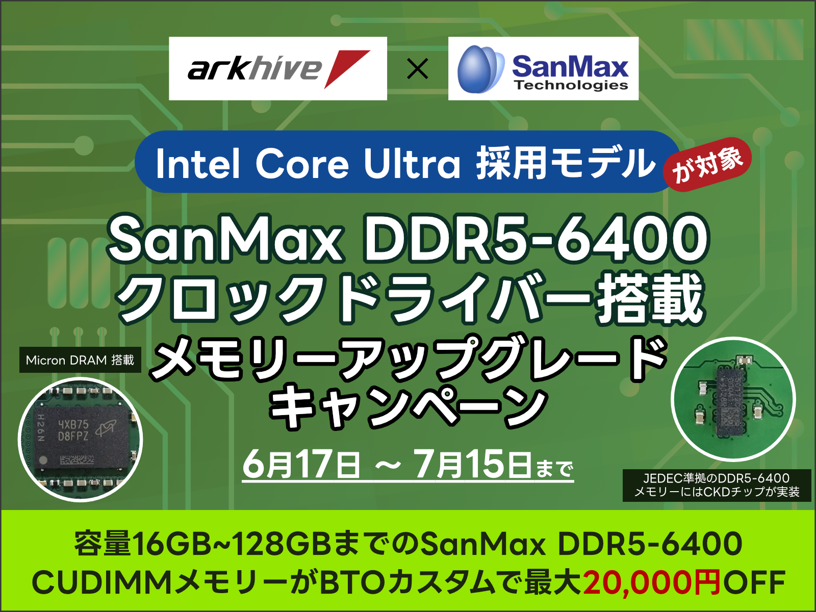 Micron launches DDR5-6400 CUDIMMs and CSODIMMs for Intel Core 【正常動作品】SanMax Micron製チップ DDR5-6400 CUDIMM 64GB×2（合計128GB）