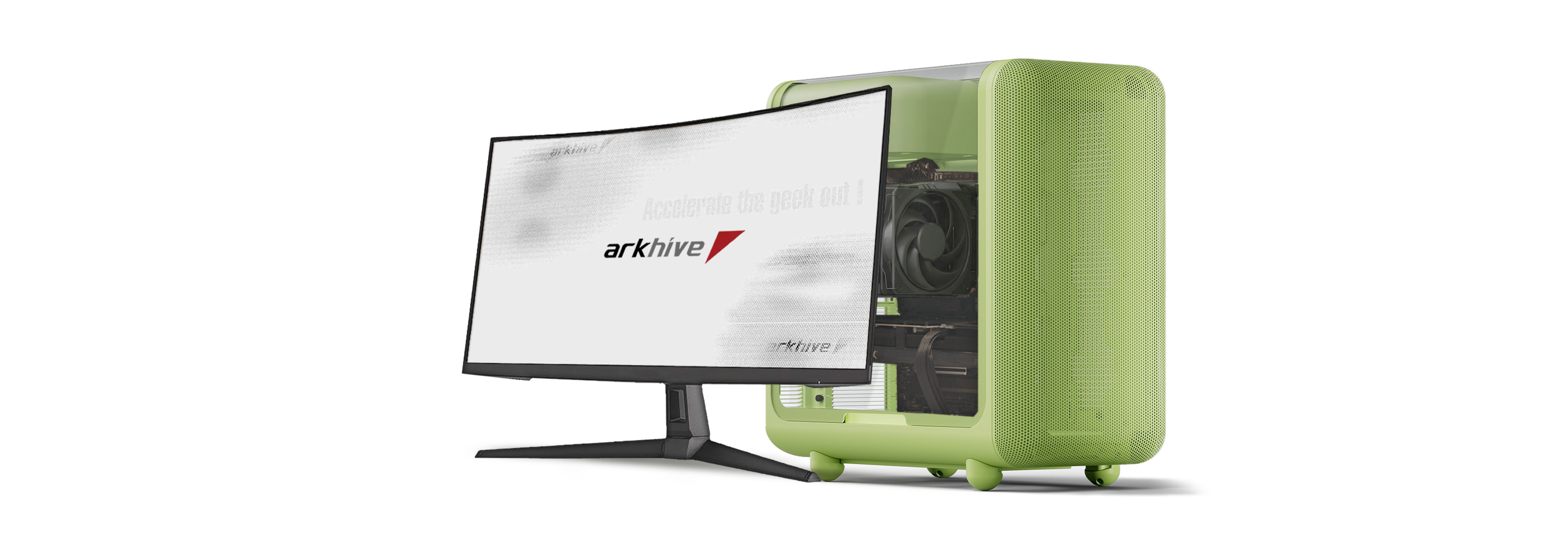 arkhive 曲面ガラスを採用するモダンでポップなタワー型ゲーミングPCの 