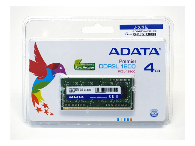 ADATA ADDS1600W4G11-R 204pin S.O.DIMM DDR3L-1600 4GB 1.35Volt