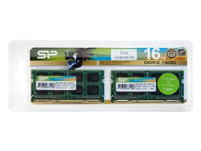 SILICON POWER SP016GLSTU160N22 204pin S.O.DIMM DDR3L-1600 16GB