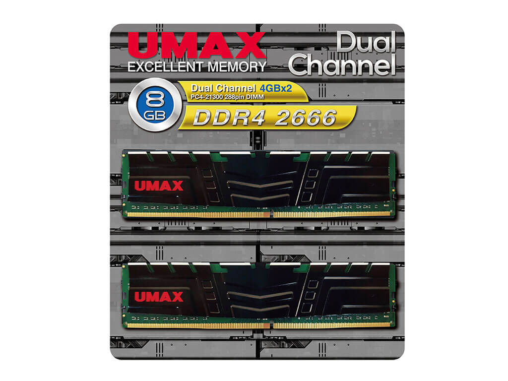 UMAX DCDDR4-2666-8GB HS 288Pin DDR4-2666 8GB(4GBx2枚組)SET 1.2Volt