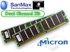 SanMax SMD-1G48C-D-D SanMax DDR 184pin DDR400 512MB*2枚 CL3[片面