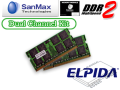 SanMax SanMax DDR2-667 S.O.DIMM 1GB*2枚 CL5 ELPIDA/JEDEC 『2GB