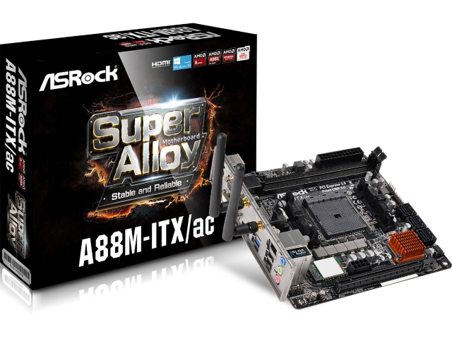 Socket AM4 Mini-ITXマザーボード ASRock A88M-ITX/ac AMD Axxシリーズ Socket FM2+対応 AMD A88Xチップ