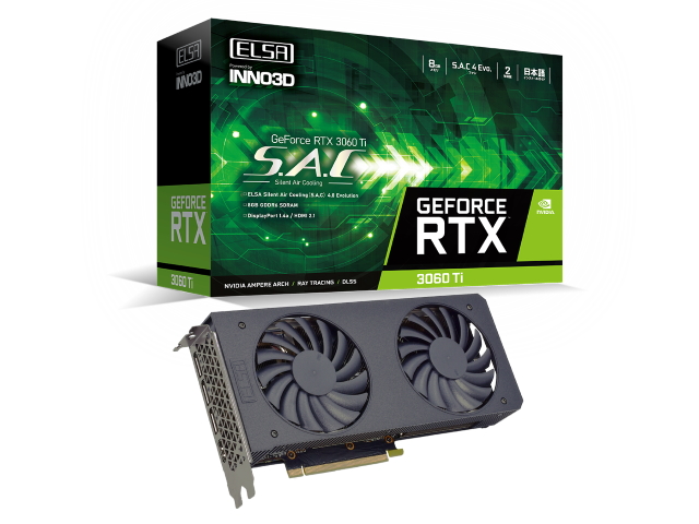 4枚 8GB SAC ELSA 【どらPC】RTX3060TI ASCII.jp：光らない2スロット厚のGeForce TiがELSAから 3060 RTX グラフィックボード・グラボ・ビデオカード