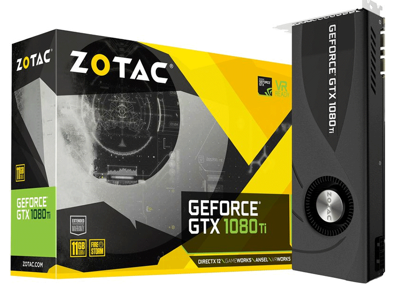 Zotac外排気ブロアーファン搭載GEFORCE GTX1080Tiカード「GeForce GTX