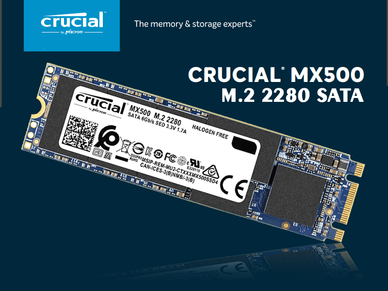 Micron 64層3D NAND採用SSD「Crucial MX500」にM.2 2280モデル追加