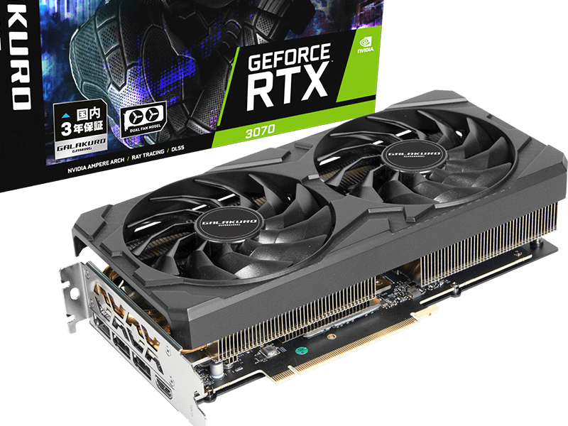 涼*）様 GALAKURO RTX 3070 グラフィックボード GALAGUROブランドからデュアルファンクーラー搭載GEFORCE RTX 3070搭載