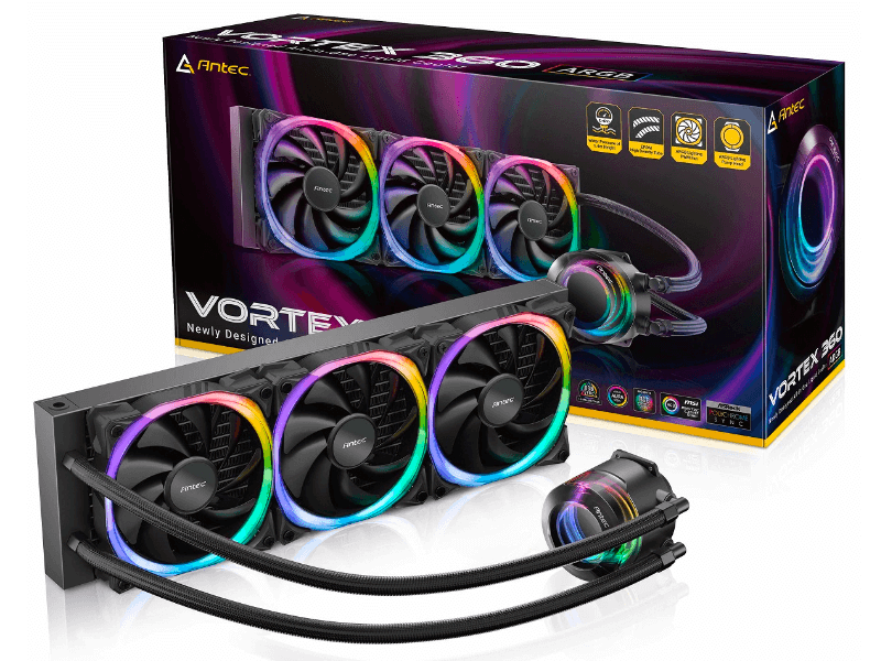Antec VORTEX 360 水冷CPUクーラー Antec、ARGB LEDを搭載した水冷一体型CPUクーラー「Vortex ARGB