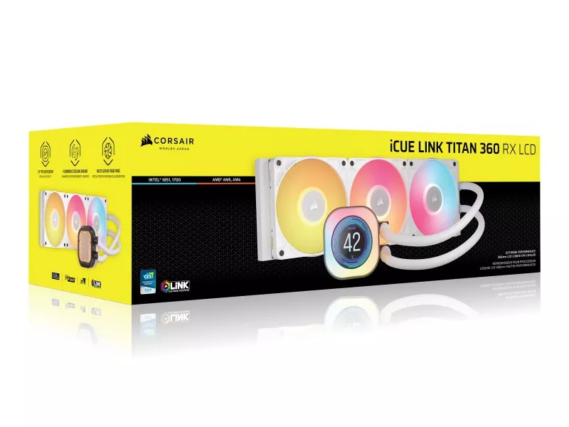 天空 Corsair iCUE LINK TITAN 360 RX RGB LCD White - 製品詳細