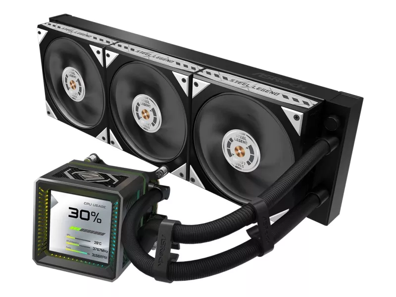 ASRockより、ファン待望の簡易水冷CPUクーラー「Steel Legend 360 LCD