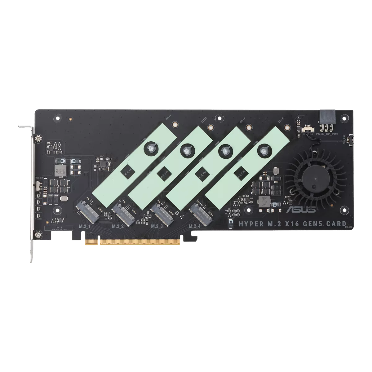 ASUS Hyper M.2 x16 Gen5 Card 最大4基のPCIe 5.0/4.0 NVMe M.2 SSDを