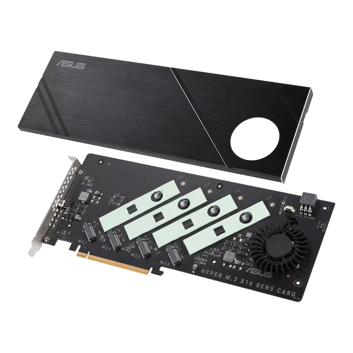 ASUS Hyper M.2 x16 Gen5 Card 最大4基のPCIe 5.0/4.0 NVMe M.2 SSDを