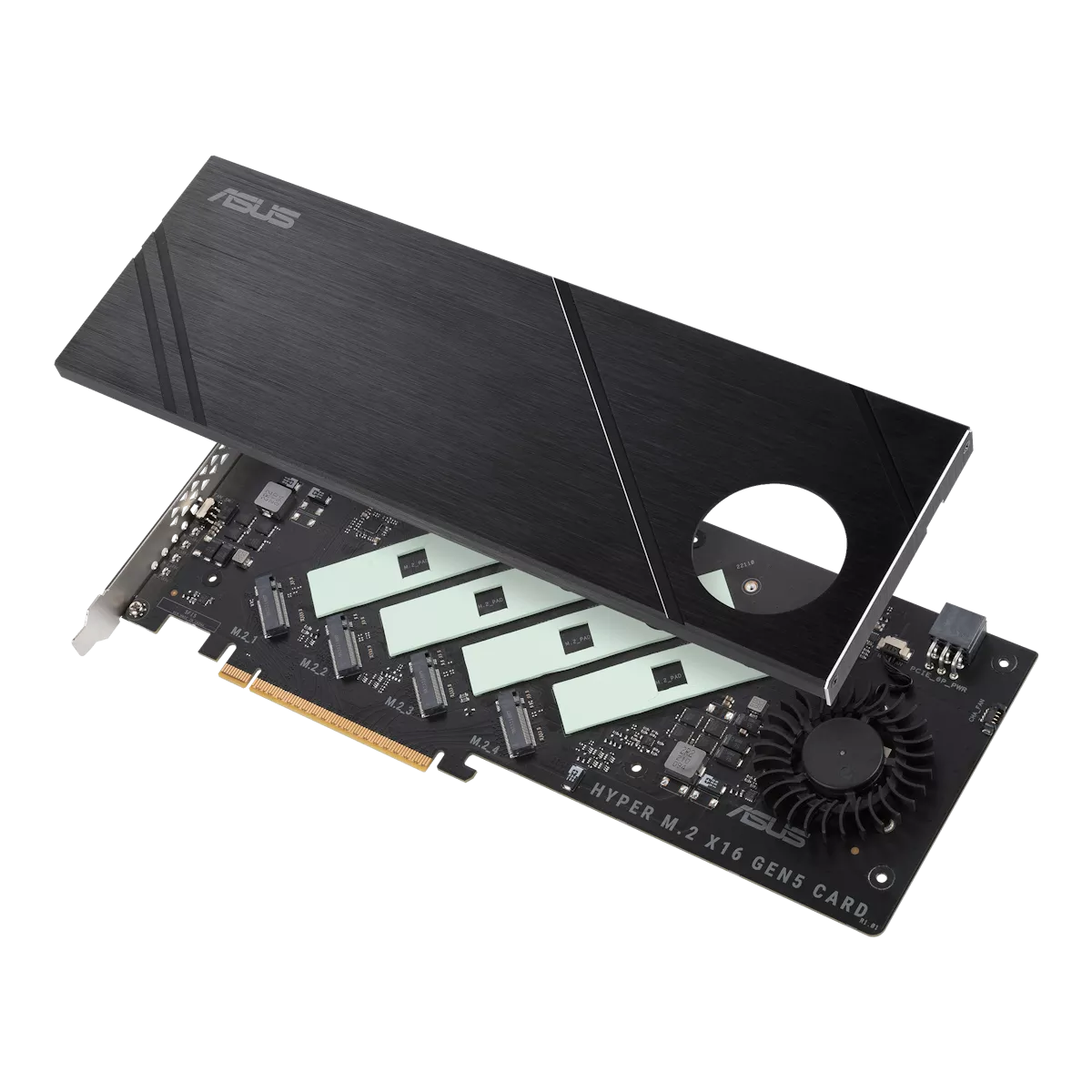 ASUS Hyper M.2 x16 Gen5 Card 最大4基のPCIe 5.0/4.0 NVMe M.2 SSDを