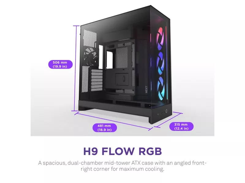 NZXT H9 Flow Black PCケース Amazon.co.jp: NZXT H9 Flow 2層構造 ミドルタワー PCケース 2面