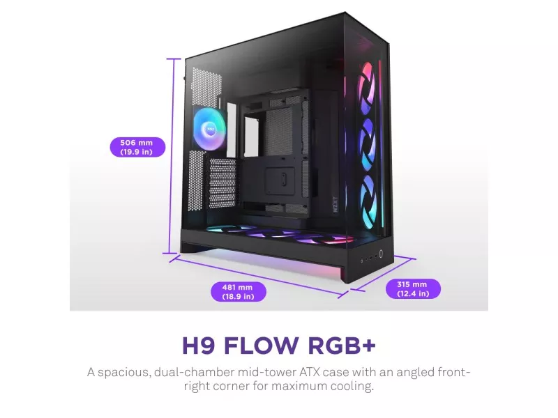 NZXT H9 FLOW RGB+ (2025) BLACK - 製品詳細 | パソコンSHOPアーク（ark）