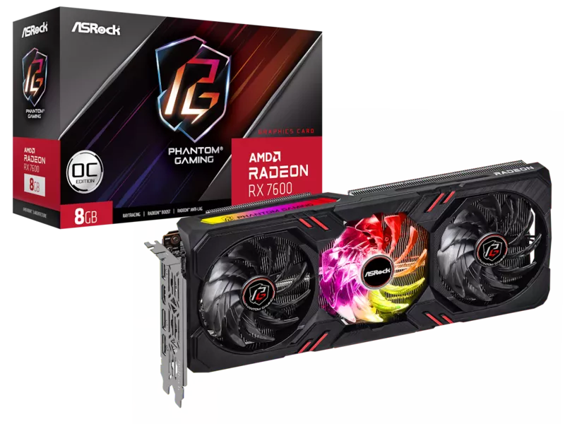 AMD Radeon RX 7600 Phantom Gaming 8GB OCの商品メイン画像