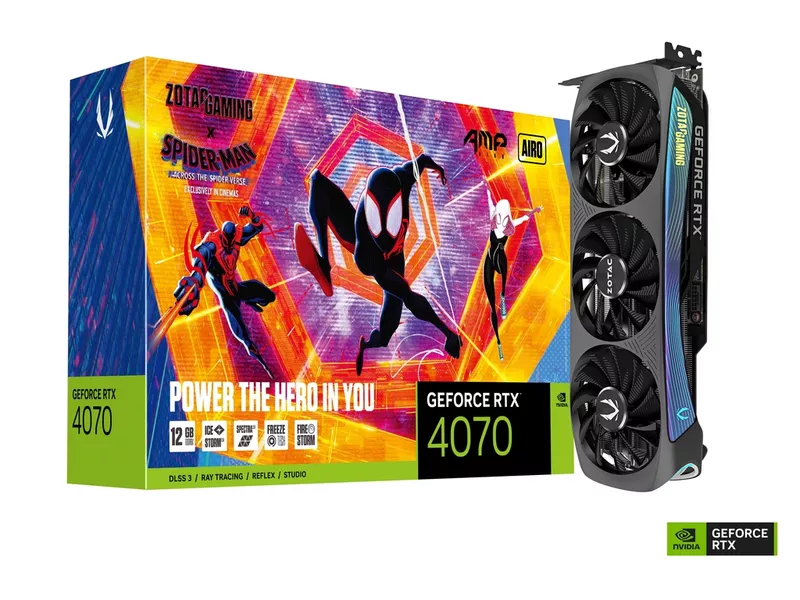 ZOTAC GAMING GEFORCE RTX 4070 AMP AIRO SPIDER-MAN : Across the Spider-Verse Bundleの商品メイン画像