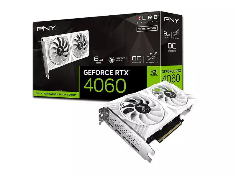 PNY GeForce RTX 4060 8GB XLR8 Gaming VERTO OC DUAL FAN WHITE EDITIONの商品メイン画像