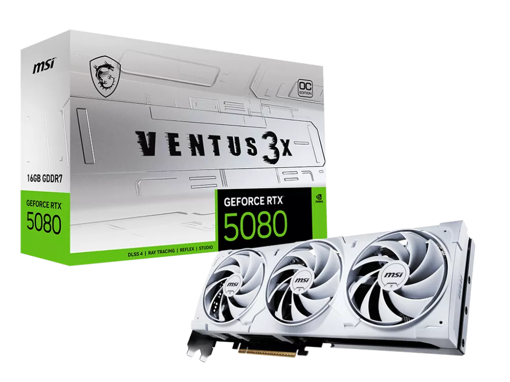MSI GeForce RTX 5080 16G VENTUS 3X OC WHITE VENTUS GEFORCE MSI GeForce RTX 5080 16G VENTUS 3X OC WHITE VENTUS GEFORCE