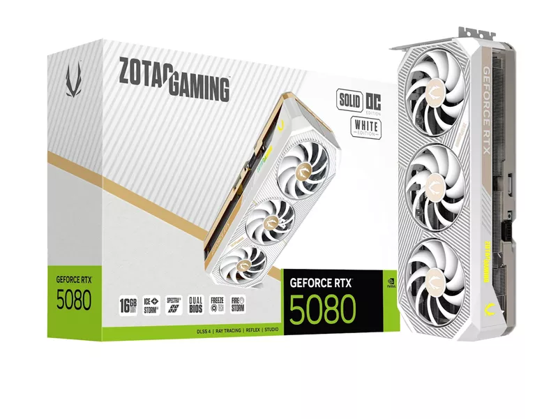 ZOTAC GAMING GeForce RTX 5080 SOLID OC White Editionの商品メイン画像
