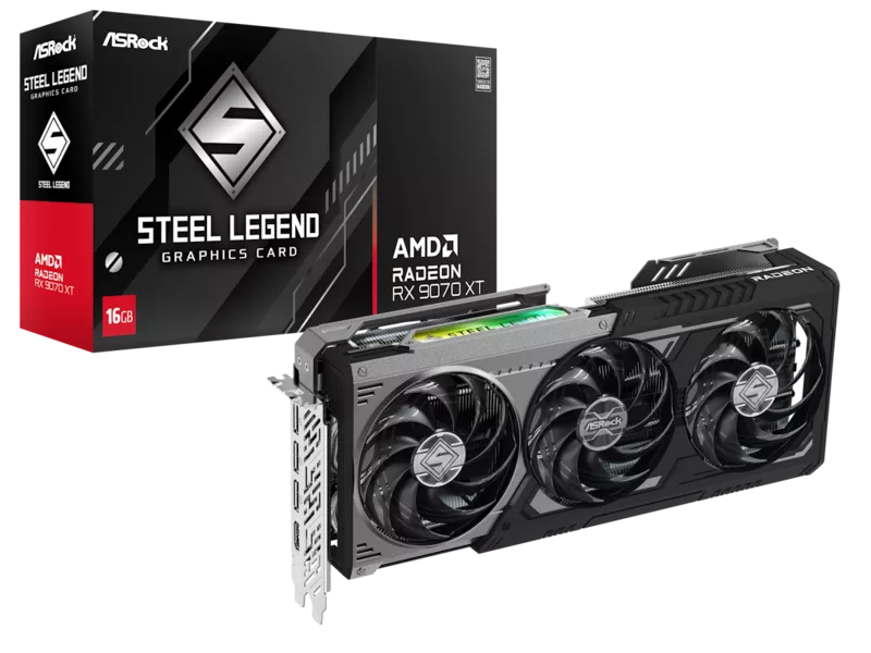 AMD Radeon RX 9070 XT Steel Legend Dark 16GBの商品メイン画像