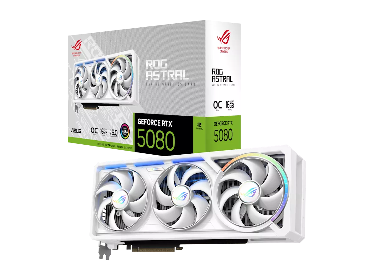 ASUS ROG Astral GeForce RTX 5080 16GB GDDR7 WHITE OC Edition