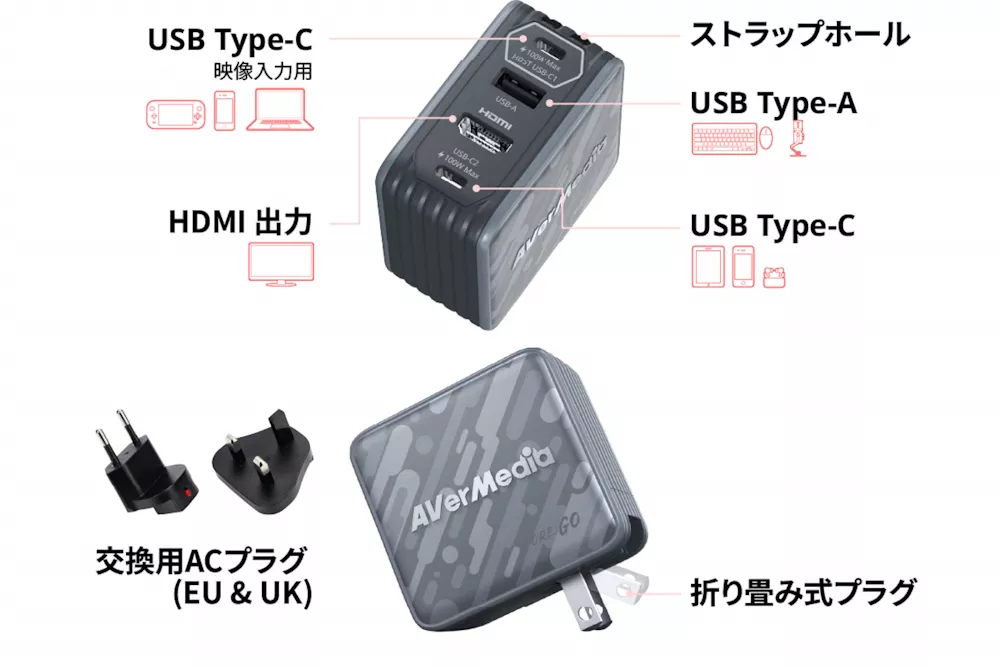 AVerMedia ポケット充電器 - GC313(BK) 3in1 充電器 - 製品詳細