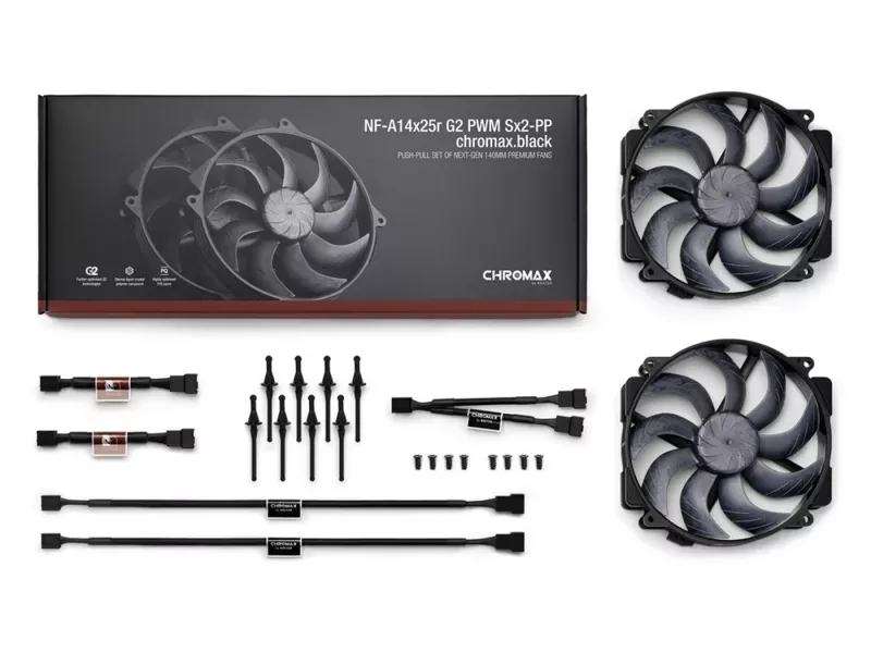 Noctua NF-A14x25r G2 PWM Sx2-PP chromax.black 140x140x25mm