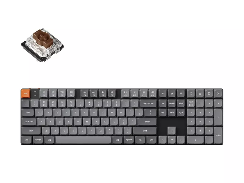 K5 Max QMK/VIA ワイヤレス カスタム・メカニカルキーボード - White LED - US配列(テンキー付 / フルサイズ) / Gateronロープロファイル2.0メカニカルスイッチ茶軸の商品メイン画像