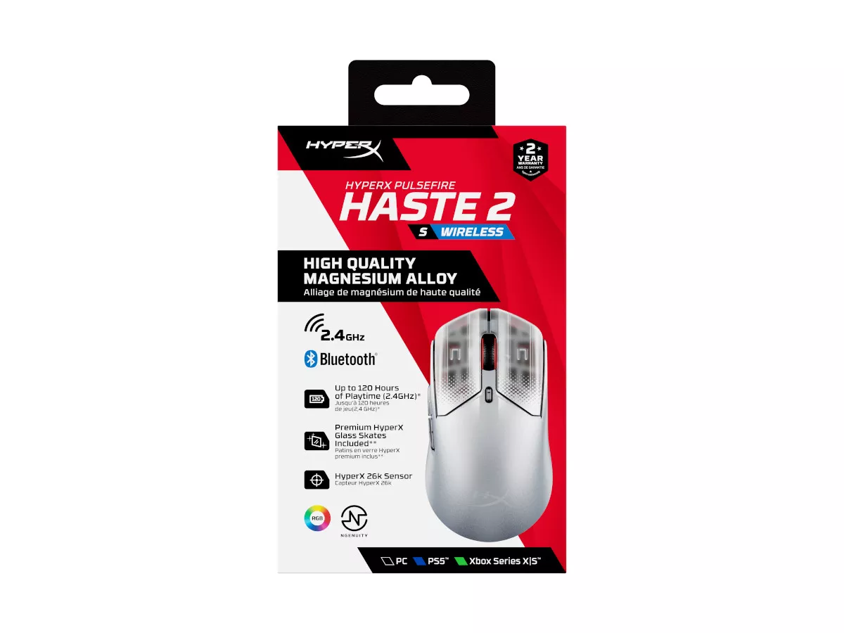 HyperX HyperX Pulsefire Haste 2 S Wireless(Silver) - 製品 HyperX HyperX Pulsefire Haste 2 S Wireless(Silver) - 製品