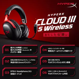 HyperX Cloud III S Wireless (Black/Red)のサムネイル(5)