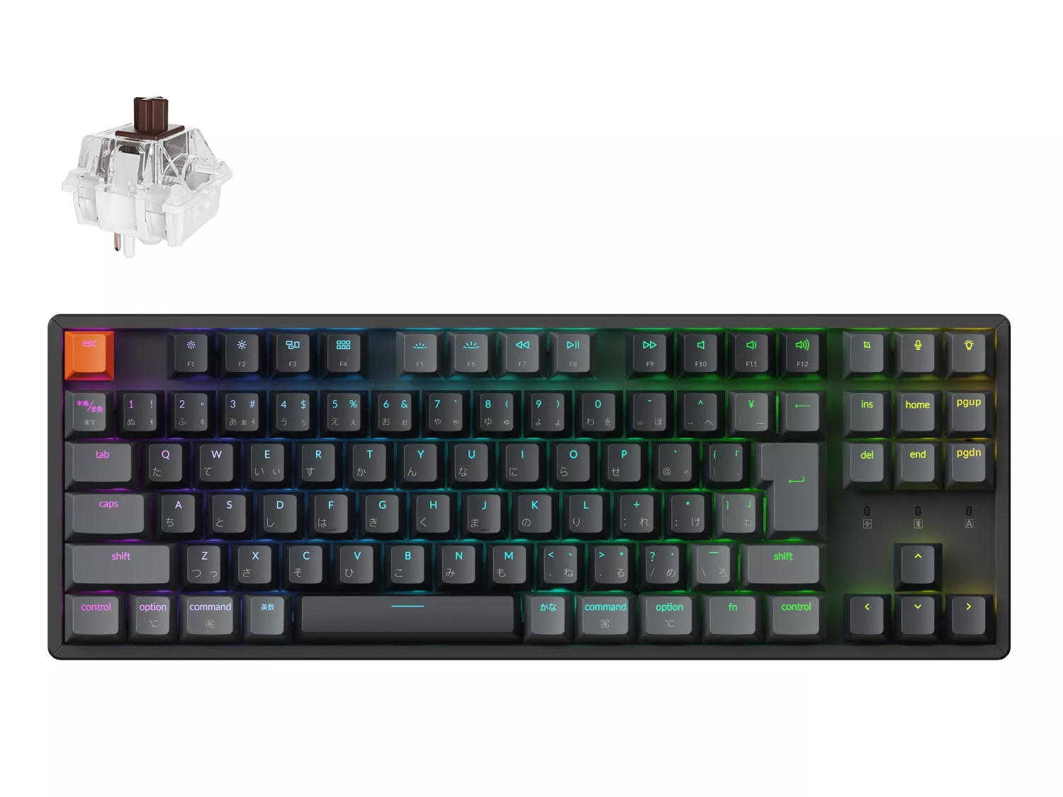 Keychron K8 日本語配列 RGB 赤軸 美品 Keychron V1 QMK メカニカルキーボード US配列 テンキーレス 赤