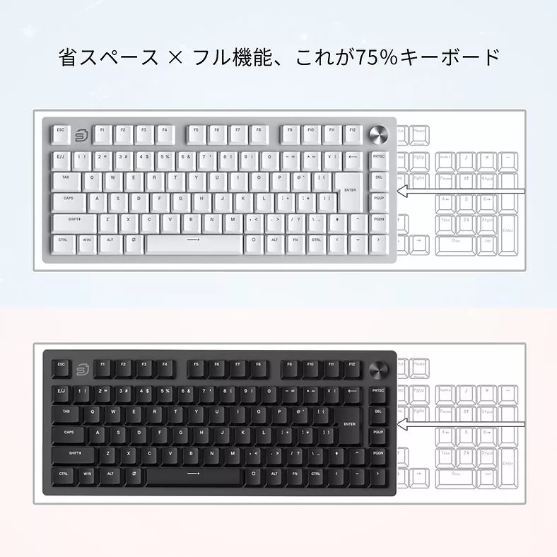 I-CHAIN JAPAN STORIA Gaming Low-Profile Keyboard Comet 75 White
