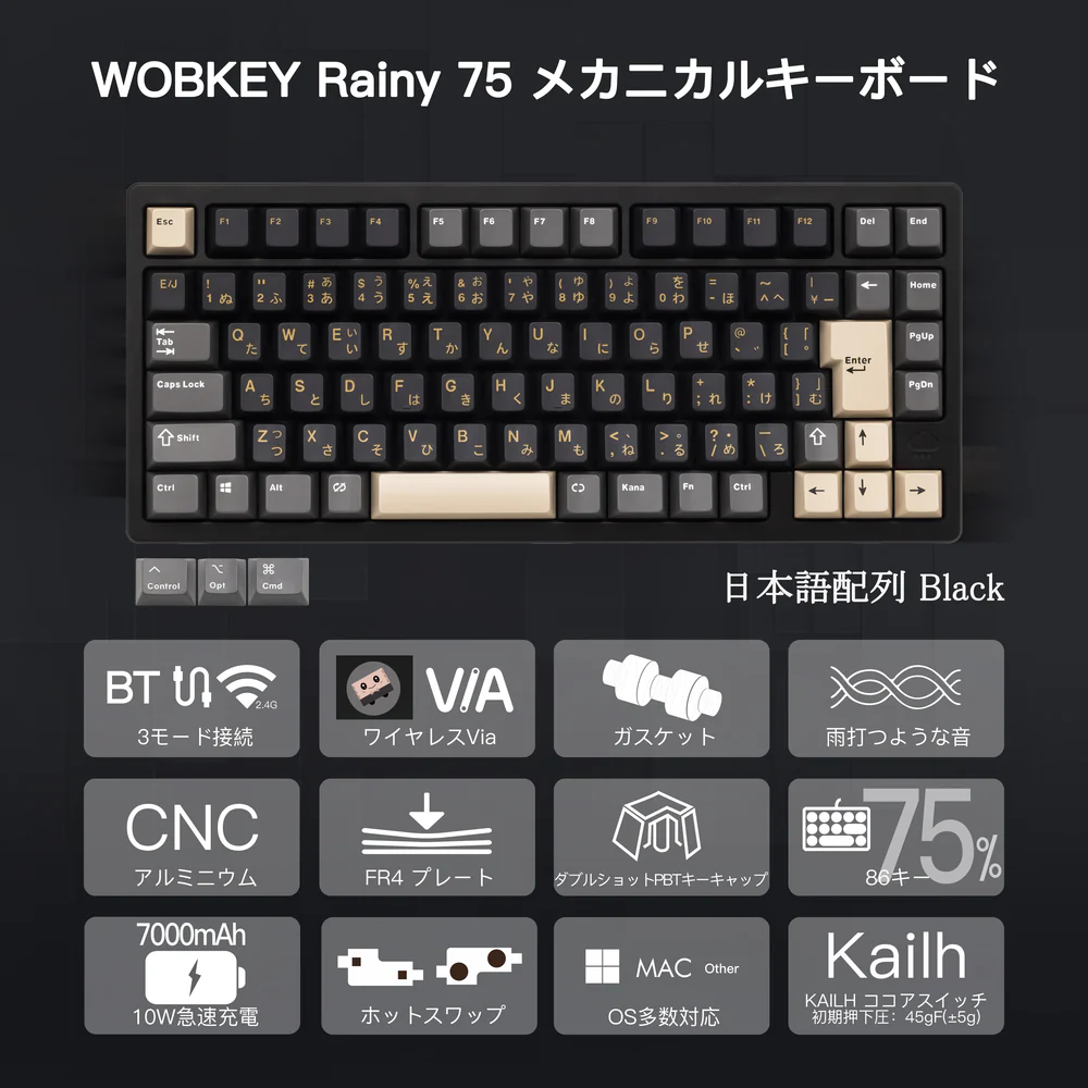 WOBKEY WOBKEY Rainy 75 Pro JIS 日本語配列 Rainy75 Pro - 製品詳細
